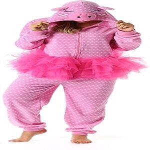 Just Love One Piece Hooded Pajamas Pink Pig w tutu Sz XL NWT Costume Halloween